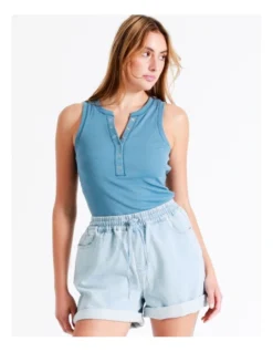 Recycled Blend Knitted Denim Short In Stone Rinse -Myer Clothing Shop 934614640 5 720x928