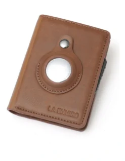 Air Tag Trackable Vegan Leather Wallet In Tan