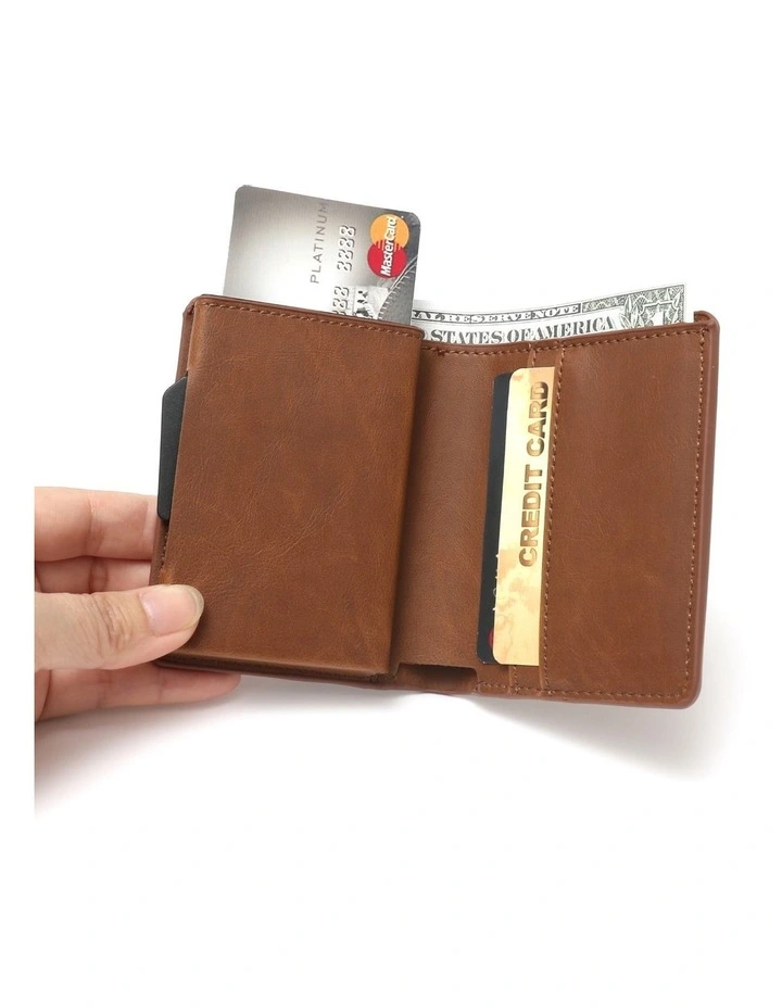 Air Tag Trackable Vegan Leather Wallet In Tan 4 Air Tag Trackable Vegan Leather Wallet In Tan - Image 4