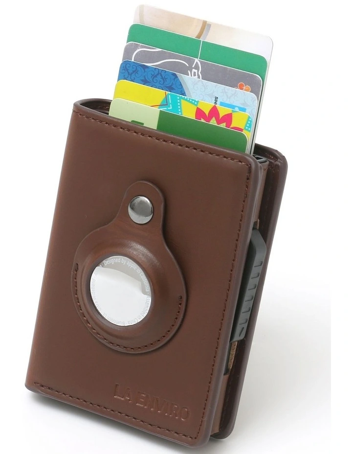 Air Tag Trackable Vegan Leather Wallet In Dark Brown 2 Air Tag Trackable Vegan Leather Wallet In Dark Brown - Image 2