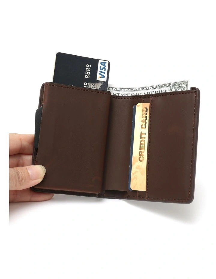 Air Tag Trackable Vegan Leather Wallet In Dark Brown 4 Air Tag Trackable Vegan Leather Wallet In Dark Brown - Image 4