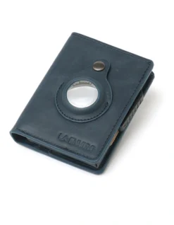 Air Tag Trackable Vegan Leather Wallet In Dark Blue