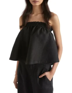Linen Strapless Top