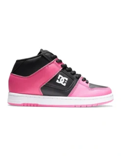 DC Manteca Mid-Top Leather Shoes In Black/Pink