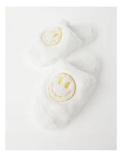 SOHO Smiley Slipper In White And Yellow -Myer Clothing Shop 936479710 3 720x928