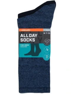 Fine Cotton Socks 2-Pack In Navy