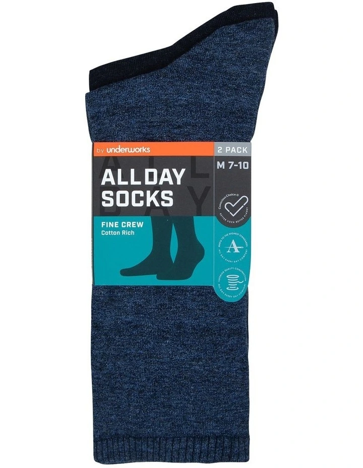 Fine Cotton Socks 2-Pack In Navy 1 Fine Cotton Socks 2-Pack In Navy