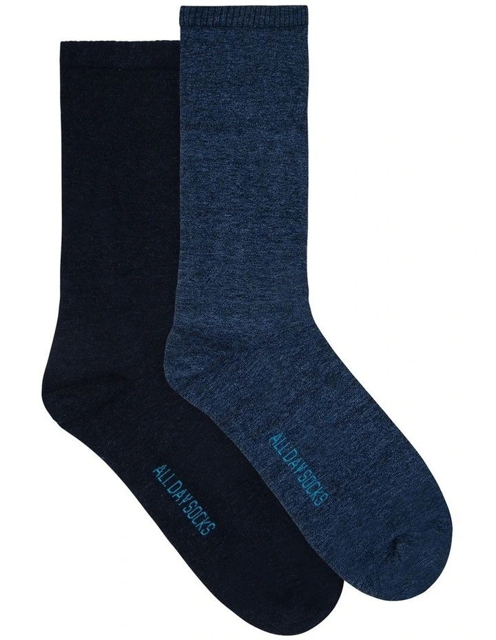 Fine Cotton Socks 2-Pack In Navy 2 Fine Cotton Socks 2-Pack In Navy - Image 2