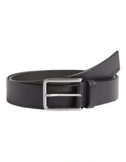Calvin Klein Warmth Leather Belt In Black