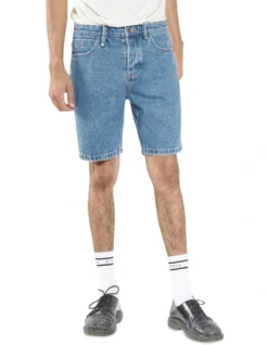 Chopped Hem Denim Short In Highway Blue