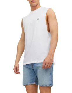 Jack & Jones Holitropical Tank Top In Bright White