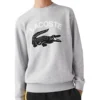 Lacoste Graphic Big Croc Logo Sweat In Silver Chine