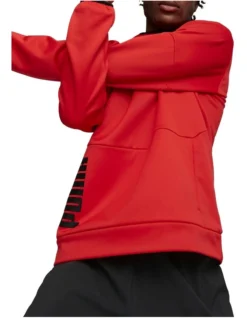 Puma Train All Day Power Fleecee Hoodie In Red
