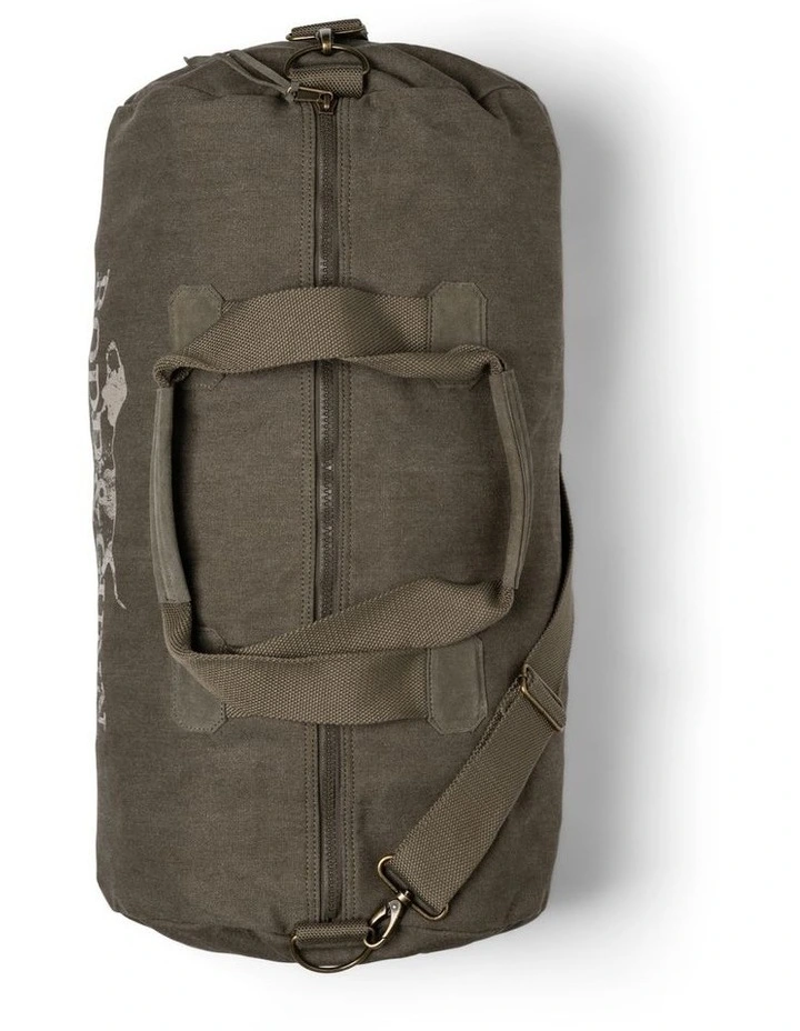 Double Barrel Duffle Bag In Olive 4 Double Barrel Duffle Bag In Olive - Image 4