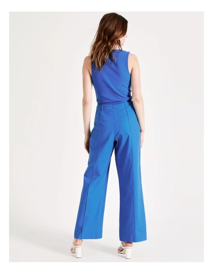European Linen Blend High Waist Wide Leg Pants In Cobalt 7 European Linen Blend High Waist Wide Leg Pants In Cobalt - Image 7