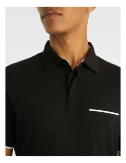Avery Textured Polo In Black -Myer Clothing Shop 938895940 3 720x928