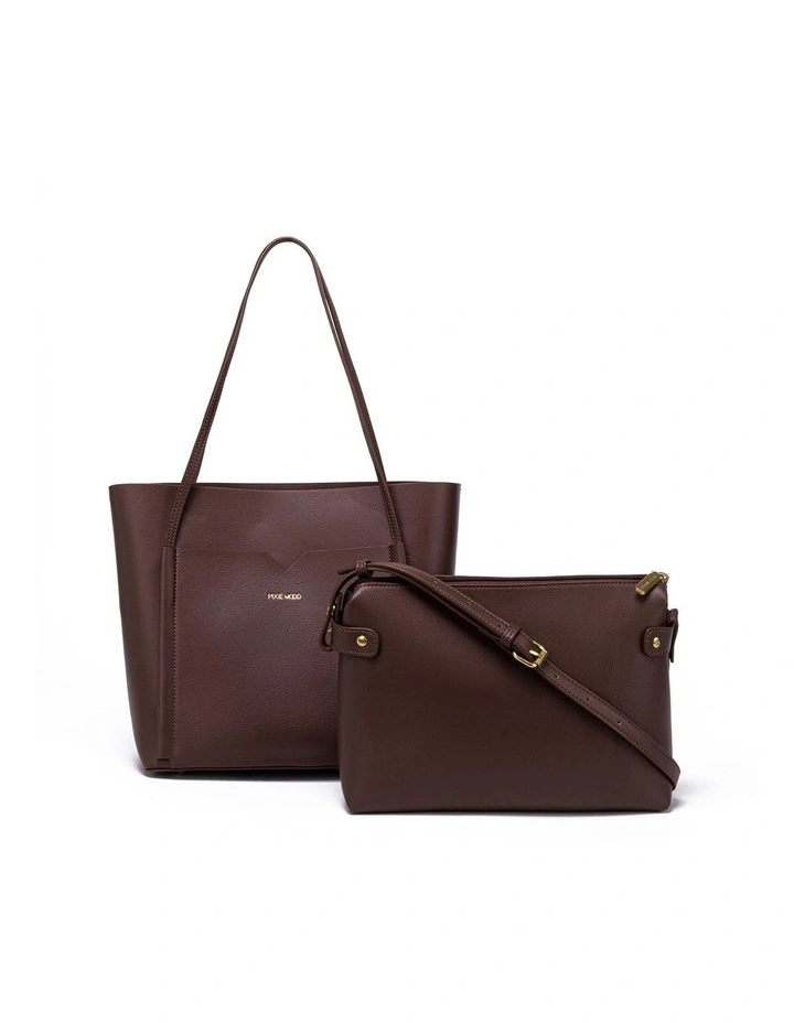 Clara Removable Pouch Tote Bag In Chocolate Brown 1 Clara Removable Pouch Tote Bag In Chocolate Brown