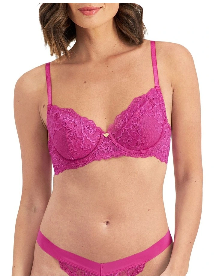 Luxe Lace Non-Contour Bra In Fuchsia Shock 1 Luxe Lace Non-Contour Bra In Fuchsia Shock