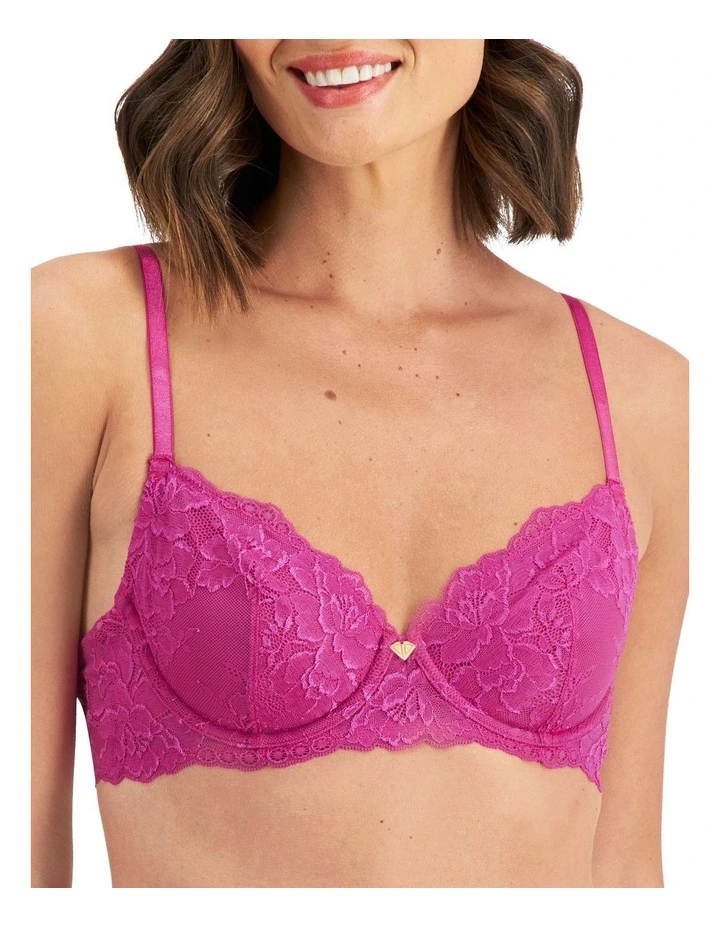 Luxe Lace Non-Contour Bra In Fuchsia Shock 4 Luxe Lace Non-Contour Bra In Fuchsia Shock - Image 4