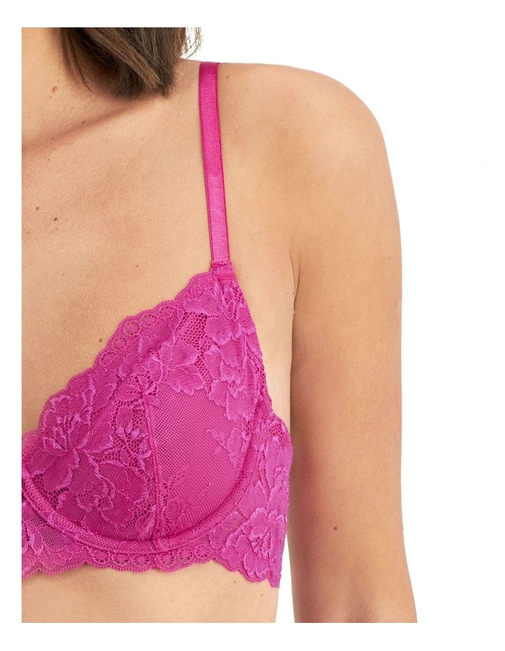 Luxe Lace Non-Contour Bra In Fuchsia Shock 6 Luxe Lace Non-Contour Bra In Fuchsia Shock - Image 6