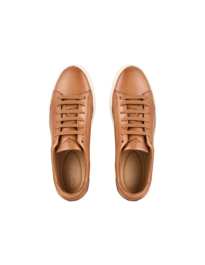 Perry Leather Sneakers In Tan 3 Perry Leather Sneakers In Tan - Image 3