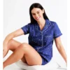 Women's Short Sleeve PJ Set In Navy