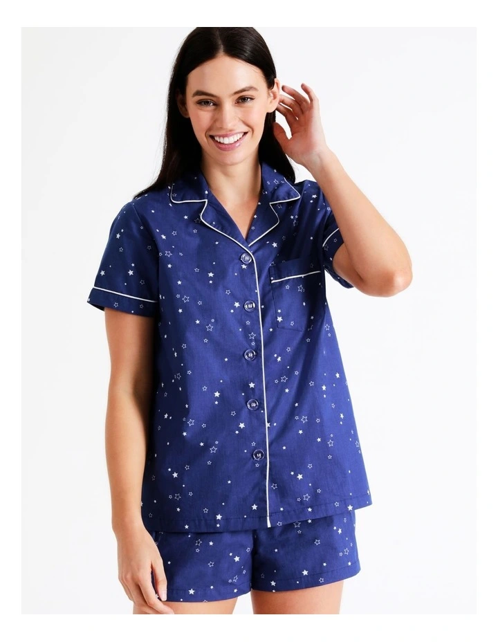 Women's Short Sleeve PJ Set In Navy 5 Women's Short Sleeve PJ Set In Navy - Image 5