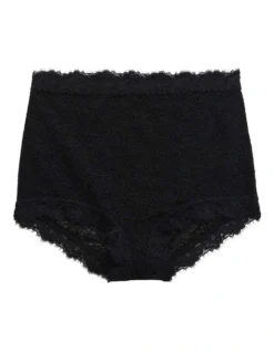 Aerie Eyelash Lace High Waisted Boybrief Underwear In Black