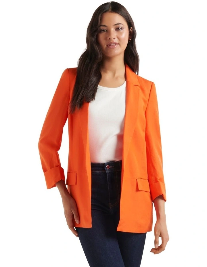 Forever New Lorelai Linen Co-ord Blazer In Orange 1 Forever New Lorelai Linen Co-ord Blazer In Orange