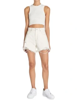 ABRAND JEANS A Venice Short In White Fade Rip
