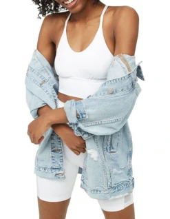 Aerie Real Me Strappy Back Sports Bra In White