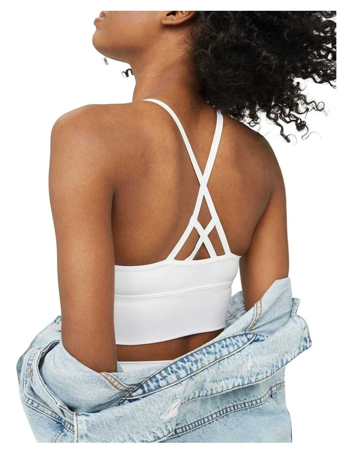 Aerie Real Me Strappy Back Sports Bra In White 2 Aerie Real Me Strappy Back Sports Bra In White - Image 2