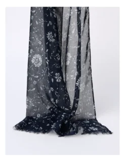 Basque Stamped Floral Scarf In Navy -Myer Clothing Shop 940057750 3 1 720x928