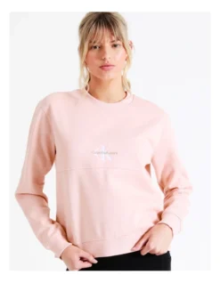 Calvin Klein Jeans Monogram Logo Crew Neck In Pink -Myer Clothing Shop 940373380 4 1 720x928
