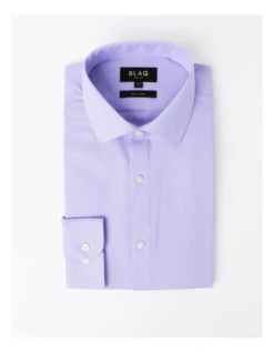 Slim Long Sleeve 1 Colour Dobby Shirt In Purple -Myer Clothing Shop 940487410 6 720x928