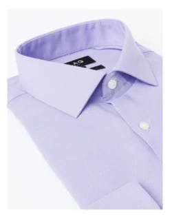 Slim Long Sleeve 1 Colour Dobby Shirt In Purple -Myer Clothing Shop 940487410 7 720x928