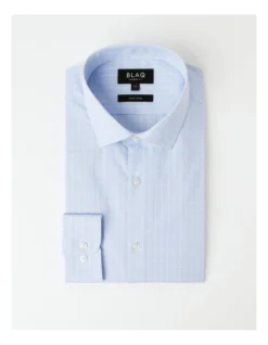 Tailored Long Sleeve 1 Colour Check Shirt In Light Blue -Myer Clothing Shop 940488040 6 720x928