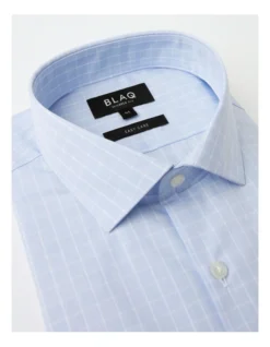 Tailored Long Sleeve 1 Colour Check Shirt In Light Blue -Myer Clothing Shop 940488040 7 720x928