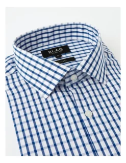 Tailored Long Sleeve 1 Colour Check Shirt In Blue -Myer Clothing Shop 940488220 7 720x928
