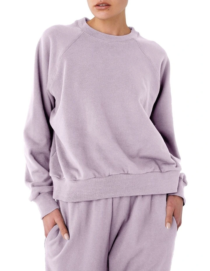 Organic Cotton Raglan Sweater In Lilac 2 Organic Cotton Raglan Sweater In Lilac - Image 2
