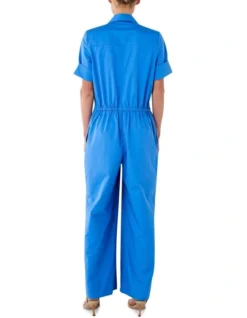 Poplin Cotton Tie Waist Jumpsuit In Blue 5 Poplin Cotton Tie Waist Jumpsuit In Blue -Myer Clothing Shop 940591720 3 720x928