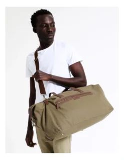 Canvas And PU Weekender Bag In Olive -Myer Clothing Shop 941469580 4 720x928