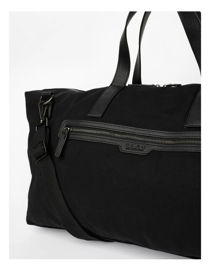 Canvas And PU Weekender Bag In Black 3 Canvas And PU Weekender Bag In Black - Image 3