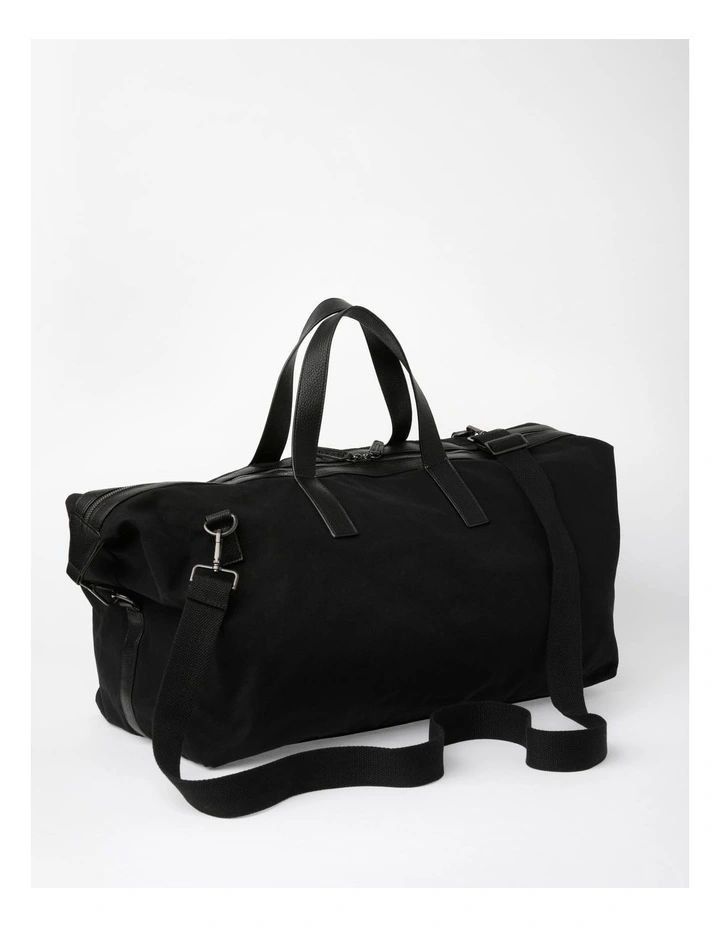 Canvas And PU Weekender Bag In Black 5 Canvas And PU Weekender Bag In Black - Image 5