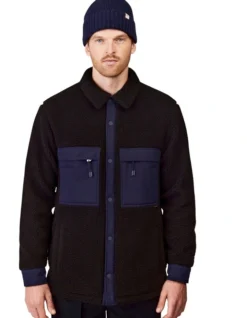 Tilley Two Tone Sherpa Jacket In Black/Navy