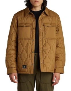 Tilley Quilted Shirt Jacket In Mustard