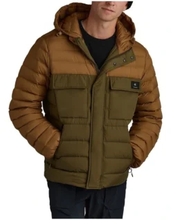 Tilley 2 Tone Puffer Jacket In Dark Khaki
