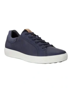 ECCO Soft 7 Contrast Heel Sneakers In Navy