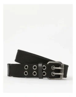 Eyelet Roller Buckle Webbing Belt In Black