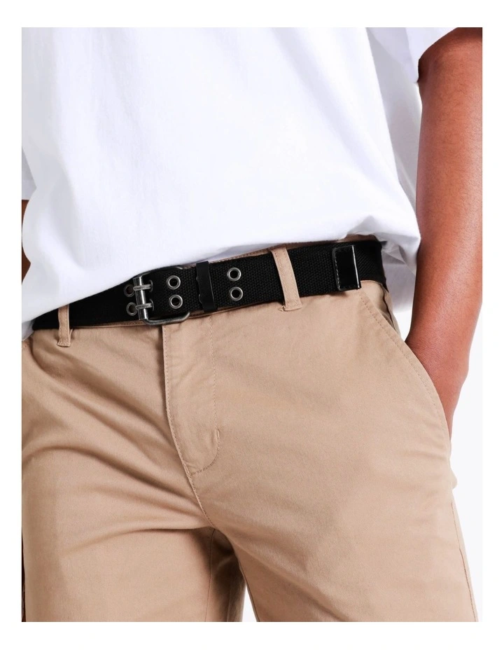 Eyelet Roller Buckle Webbing Belt In Black 2 Eyelet Roller Buckle Webbing Belt In Black - Image 2